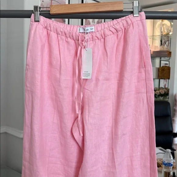 NWT Mango Soft Pink Linen Trousers SIZE M - Picture 3 of 11